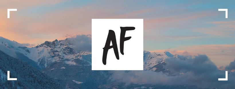 The Attitude Foundation logo of the letters "AF" are in the center. The background is an image of a snowy mountain range. 